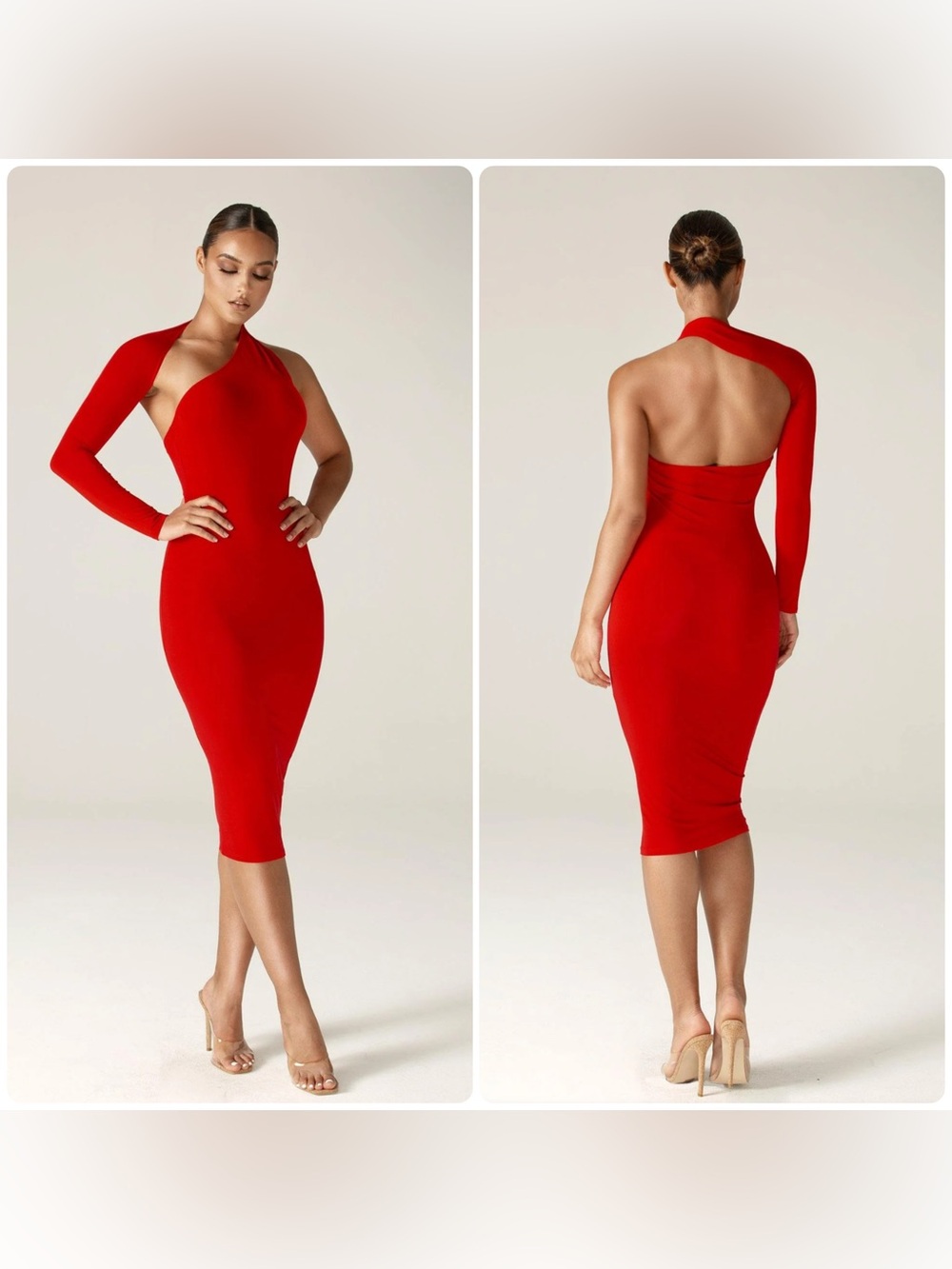New! Aliava/ Alieva Dasha One-Shoulder Red Midi Dress ❤️ Medium